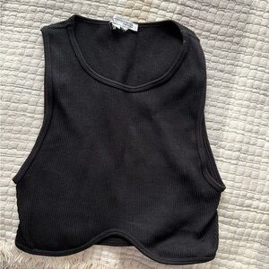 Zara Black Ribbed Crop Top